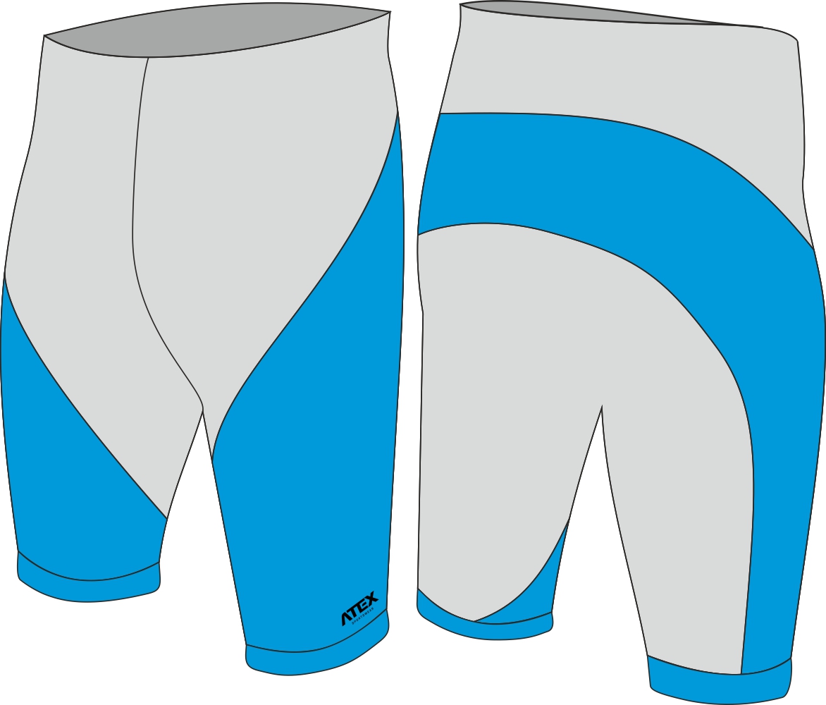 Cycling shorts with wide U-shaped panel and wide elastic